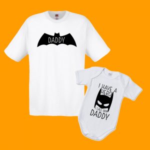 Coppia di Maglie Uomo Bambino "Daddy Batman"