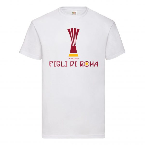 maglia bianca scritta giallo/rossa "Figli di roma"