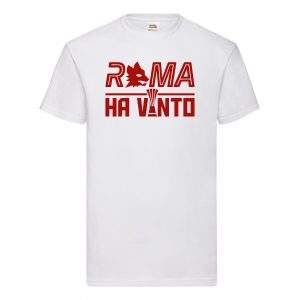 maglia bianca scritta rossa "roma ha vinto"